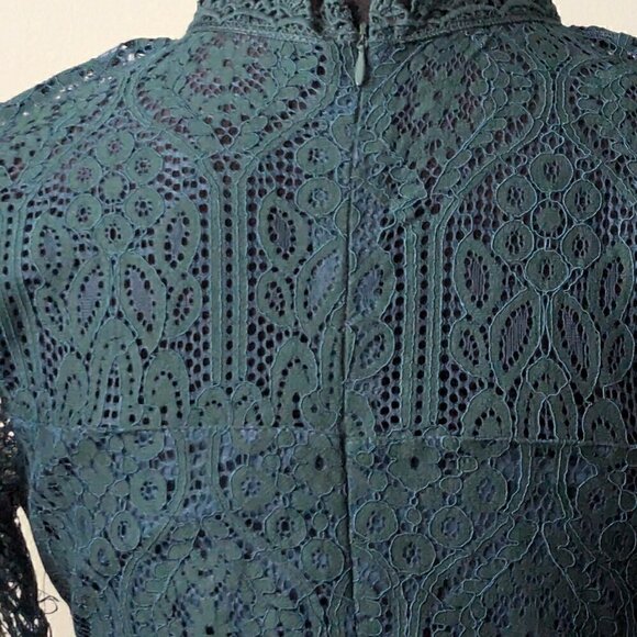 NWT Elegant Wedding Guest Lace Dress GreenShort Sleeve Dress -- Size M - Picture 7 of 12